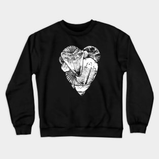 Fossil hunter tshirt - fun paleontology shirt with fossil illustrations in a heart shape Crewneck Sweatshirt